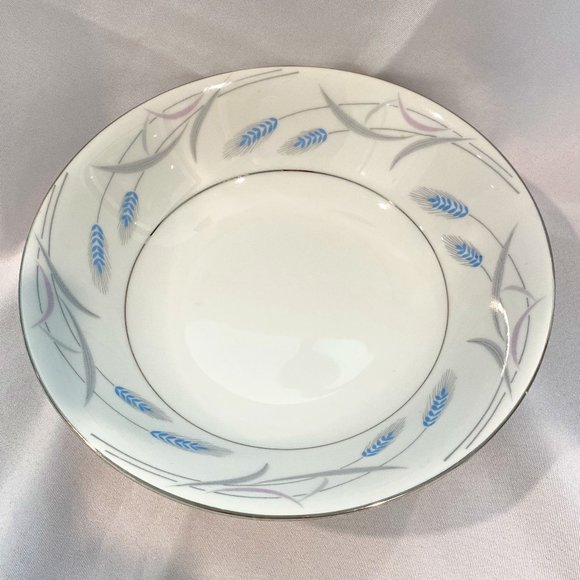 RARE! VALMONT CHINA ROYAL WHEAT 9 1/8" Round Serving Bowl 2 1/4" PLATINUM BORDER - Picture 3 of 3